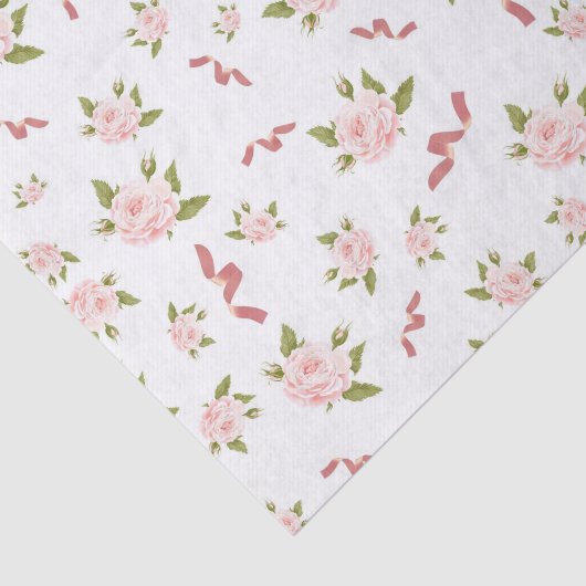 Vrouwelijke Coquette Esthetische Bloemen Roze Lint Tissuepapier (Detail)