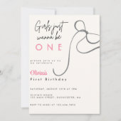 Vrouwelijke Coquette Waterverf Roze Zoete Strik Kaart (Voorkant)