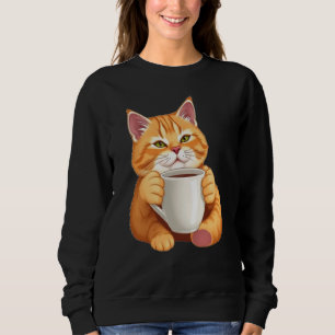 Vrouwelijke Cute Ginger Kat Coffee Grafisch Trui
