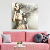 Vrouwelijke Cyborg Vrouw Ai Kunst Canvas Afdruk (Insitu (Woonkamer))