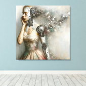 Vrouwelijke Cyborg Vrouw Ai Kunst Canvas Afdruk (Insitu (Houten vloer))