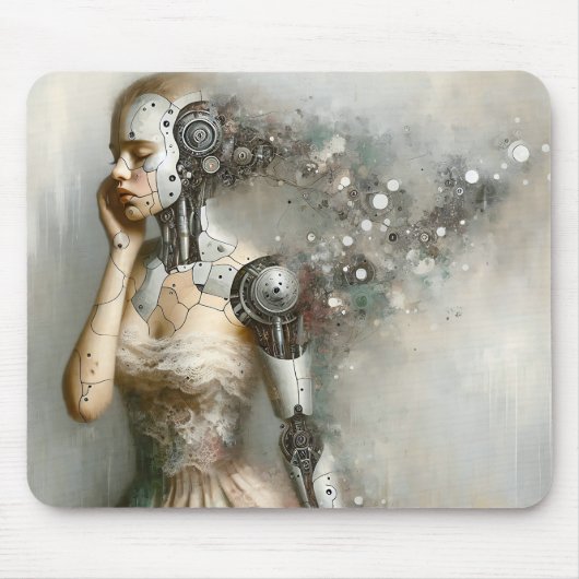 Vrouwelijke Cyborg Vrouw Ai Kunst Muismat (Voorkant)