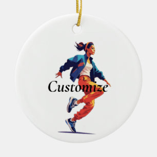 Vrouwelijke danseres Hip Hop Thunder_Cove Keramisch Ornament