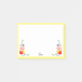 Vrouwelijke decoratieve bloemenbundel aangepaste L Post-it® Notes