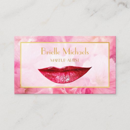 Vrouwelijke Deep Pink Sparkle Lips Chic Make-up Ar Visitekaartje (Voorkant)