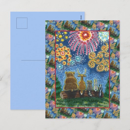 VROUWELIJKE DIEREN VAN 4 JULI VROUWEN FEESTDAGENKAART (Voorkant / Achterkant)