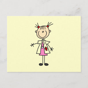 Vrouwelijke dokter stickfigure briefkaart