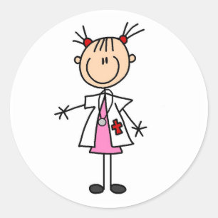 Vrouwelijke dokter stickfigure ronde sticker