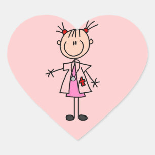 Vrouwelijke Dokter Stickfiguur Hart Sticker
