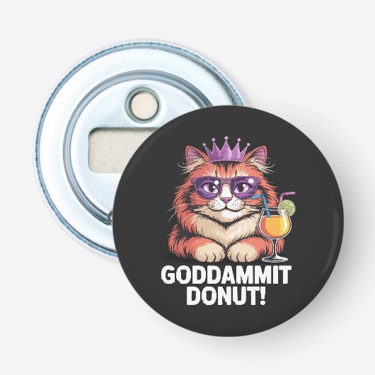 Vrouwelijke Donut Prinses Kat Meme Button Flesopener (Voorkant)