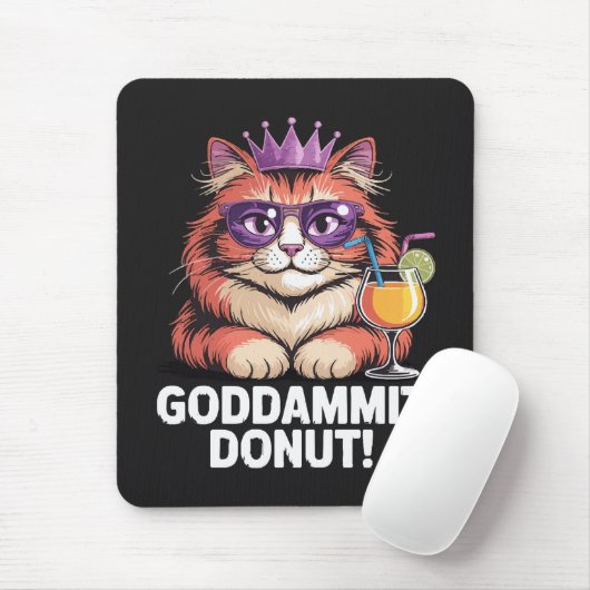 Vrouwelijke Donut Prinses Kat Meme Muismat (Met muis)