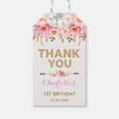 Vrouwelijke dromenvanger / roze goud bloemenwild cadeaulabel (Voorkant)