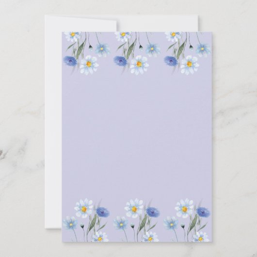 Vrouwelijke Dusty Blue Boho Wildflowers Baby showe Kaart (Achterkant)