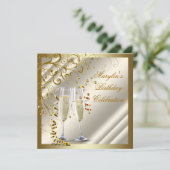 Vrouwelijke Elegante Ivoren Gouden Verjaardag Kaart (Staand voorkant)