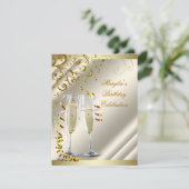 Vrouwelijke Elegante Ivoren Gouden Verjaardag Kaart (Staand voorkant)