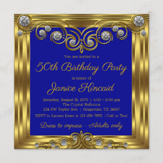 Vrouwelijke Elegante Koninklijk Blauwe Gouden Verj Kaart