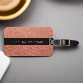 Vrouwelijke Elegante Roze Gouden Roze Monogram Naa Bagagelabel