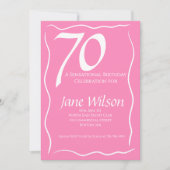 Vrouwelijke Elegante Roze Schrift 70e Verjaardag Kaart (Voorkant)