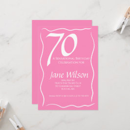 Vrouwelijke Elegante Roze Schrift 70e Verjaardag  Kaart