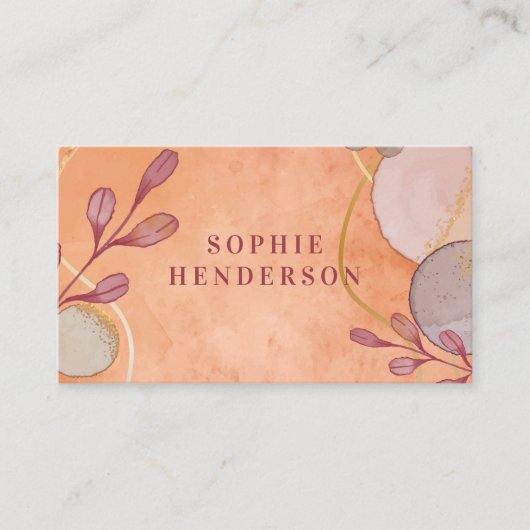 Vrouwelijke Elegante waterverf Typografie Visitekaartje (Voorkant)