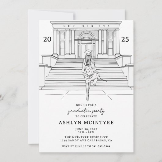 Vrouwelijke en elegante Afstuderen schets Kaart (Voorkant)