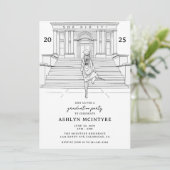 Vrouwelijke en elegante Afstuderen schets Kaart (Staand voorkant)