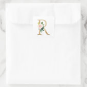 Vrouwelijke Faux Gouden Folie Bloemen Letter R Mon Vierkante Sticker (Tas)