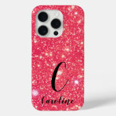 Vrouwelijke Fonkelende Glitter Heet Roze Glam Mono Case-Mate iPhone Case (Achterkant)
