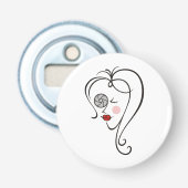 Vrouwelijke Fotograaf Button Flesopener (Voorkant)