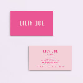 Vrouwelijke Girly Pink Typography Script Professio Visitekaartje
