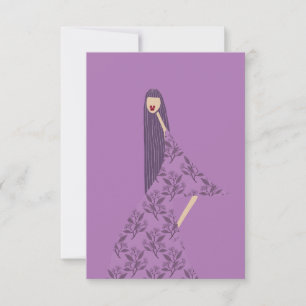 Vrouwelijke Glam Bloemige Mode Illustratie Kaart