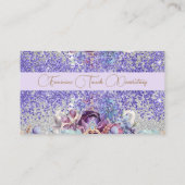 Vrouwelijke glinsterende bloemenglitter art visitekaartje (Achterkant)