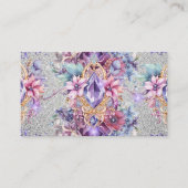 Vrouwelijke glinsterende bloemenglitter art visitekaartje (Voorkant)