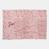 Vrouwelijke glitters glans roze naam met monogram theedoek (Horizontaal)