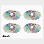 Vrouwelijke Golfer Aangepast Monogram Ontwerp Ovale Sticker (Vel)