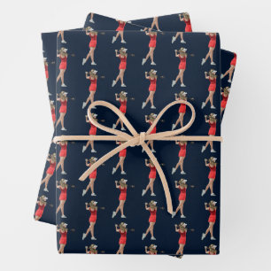 Vrouwelijke Golfer Na De Drive Sportpatroon Cadeau Inpakpapier Vel