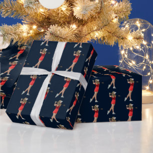 Vrouwelijke Golfer Na De Drive Sportpatroon Gesche Cadeaupapier