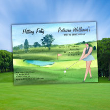 Vrouwelijke golfer slaat vijftigste 50e verjaardag