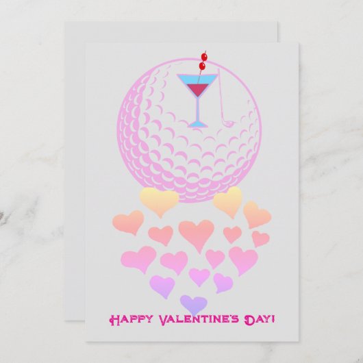 Vrouwelijke golfer Valentijnskaart – Roze ontwerp Feestdagenkaart (Voorkant / Achterkant)