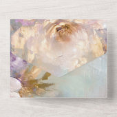 Vrouwelijke gouden witte bloemen bruiloft all in one uitnodiging (Achterkant)