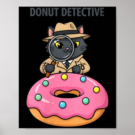 Vrouwelijke grappige kat detective donut noir myst poster (Voorkant)
