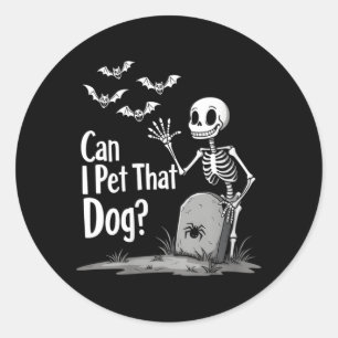 Vrouwelijke Griezelige Skelet Humor Kan Die Hond A Ronde Sticker