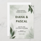 Vrouwelijke groene bruiloft uitnodiging (Voorkant / Achterkant)