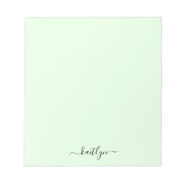 Vrouwelijke Groene Monogram Moderne Script Geperso Notitieblok
