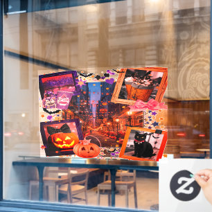Vrouwelijke Halloween Roze en Lavendel Pompoenen Raamsticker