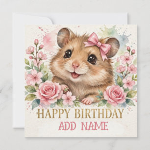 Vrouwelijke hamster: baby dier pastelse strik en b kaart