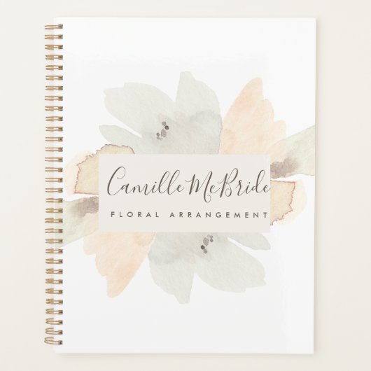 Vrouwelijke Hand Geschilderde Waterverf Bloemenpat Planner (Voorkant)