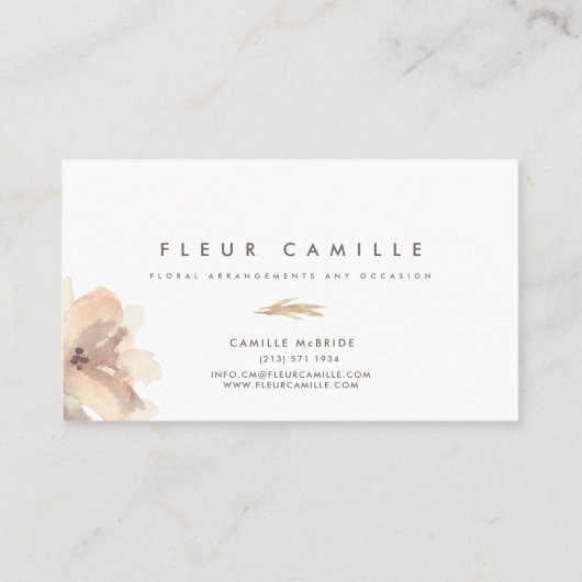 Vrouwelijke Hand Geschilderde Waterverf Bloempatro Visitekaartje (Achterkant)