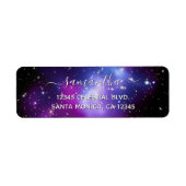 Vrouwelijke handtekening Paarse Galaxy Hemels Etiket (Voorkant)