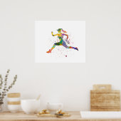 Vrouwelijke hardloper in waterverf poster (Keuken)